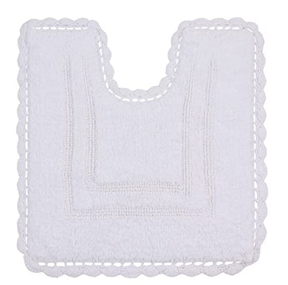 Home Weavers Casual Elegance Reversible Bathmat 100% Cotton Bathroom Rugs Set, Washable Rug, Extra Soft and Absorbent Bath Rug, Kitchen Mat, Bath Mat Set, Non Slip Mat, 20"x20" Contour, White - color: White, size: 1'8" x 1'8" (Contour)