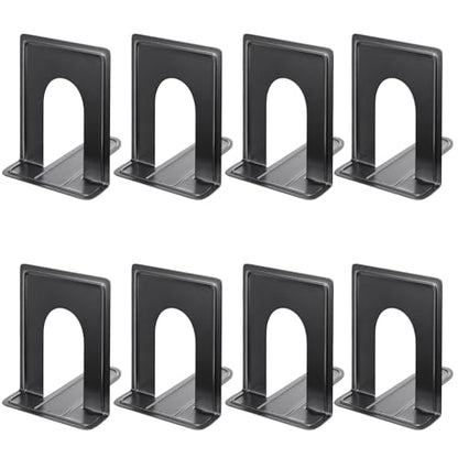 MaxGear 8.5 in Extra Large Heavy Duty Book Ends, Black Metal Bookends | Premium Non-Skid Bookend for Shelves, , Classic Book Stopper for Books/Movies/CDs/Games, 8.5 x 5.9 x 7.8 in,4 Pairs - size: XL - 4 Pairs