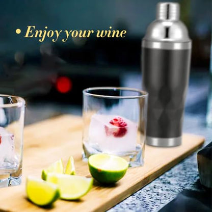 Insulated Cocktail Shaker Black -20oz Double Wall Vacuum Stainless Steel Martini Shaker with Built-in Strainer, Pro Leak-Proof Weighted Shaker for Home Bar, Premium Bar Gift Set - color: Black