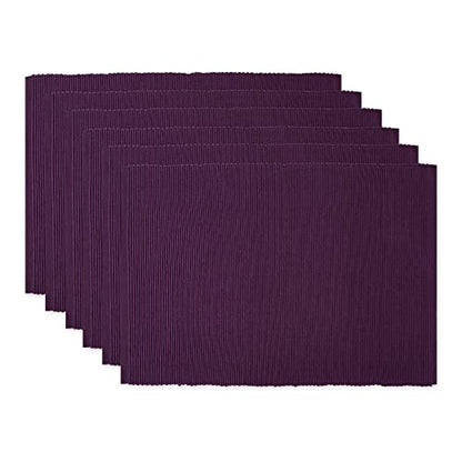 DII Ribbed, Placemat Set, Eggplant 6 Count, CAMZ33242 - color: Eggplant, size: 13x19"