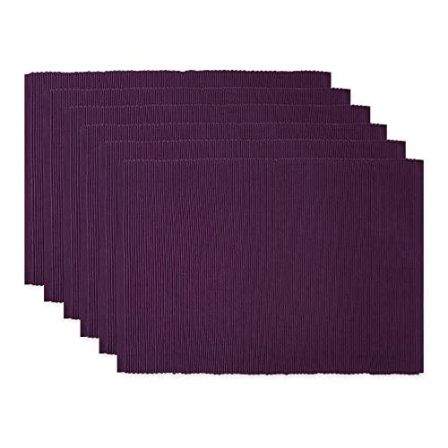 DII Ribbed, Placemat Set, Eggplant 6 Count, CAMZ33242 - color: Eggplant, size: 13x19"