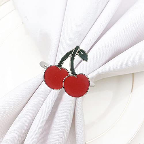 Cherry Napkin Rings Set of 12, Fashion Simple Cherries Shape Napkin Holders | Fruit Series Cherry Shape Serviette Buckles for Easter, Christmas, Thanksgiving Day, Holiday Party Table Decor