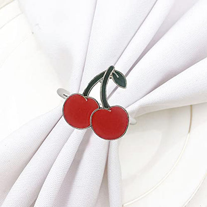 Cherry Napkin Rings Set of 12, Fashion Simple Cherries Shape Napkin Holders | Fruit Series Cherry Shape Serviette Buckles for Easter, Christmas, Thanksgiving Day, Holiday Party Table Decor