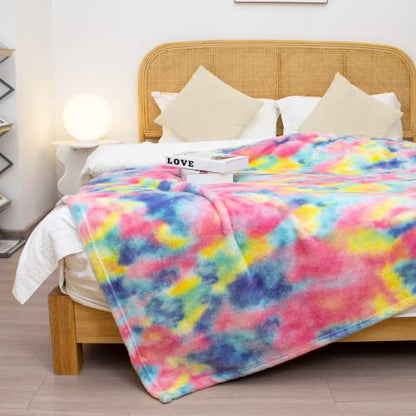 MUGD Fleece Blanket Pink Throw Blanket Throw Blanket for Couch Soft Lightweight Plush Cozy Microfiber Blankets - color: Pink Rainbow, size: Twin(60"x80"/ 150x200cm)