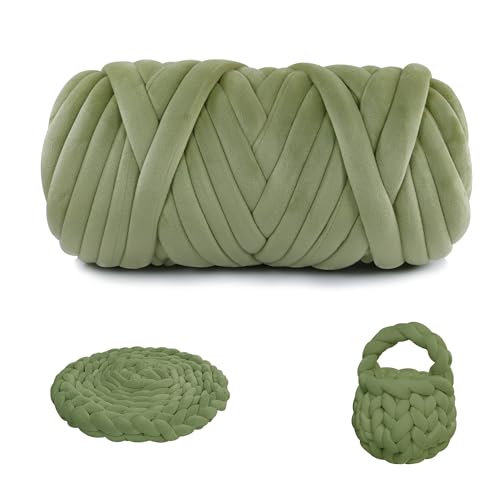 Chunky Yarn for Arm Knitting, guofa 2.2LBS Soft Fleece Yarn for Throw Blanket Pillow, Hand Knitting Bag, Cat Bed and DIY Home Decorations - color: Grass Green, size: 37 Yards