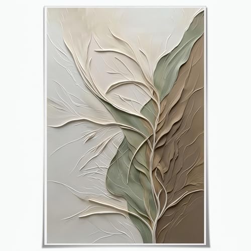 Abstract Plant Art Poster Serene Botanical Texture Art 16x24 Inch Unframed | Abstract Plant Art Poster Modern Plant Art poster Unframedfor Living Room Bedroom Restaurant Home Apartment Dormitory - color: Landscape+BEDROOM+11+Unframed, size: 24"L x 16"W