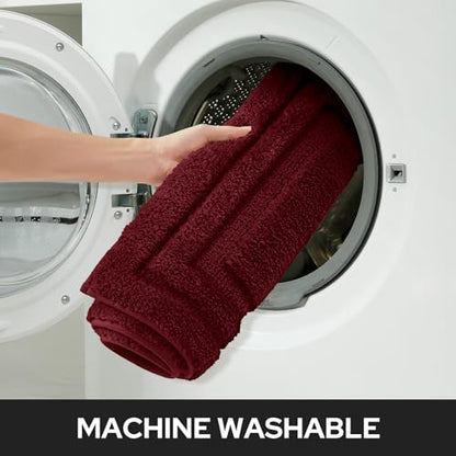 HOMEIDEAS Bathroom Rugs Sets 2 Piece, Super Soft and Absorbent Non Slip Microfiber Machine Washable Bath Mat Set (20" x 32" + 16" x 24", Burgundy Red) - color: Loop- Burgundy Red, size: 1'4" x 2'8" (16"x24"+20"x32")