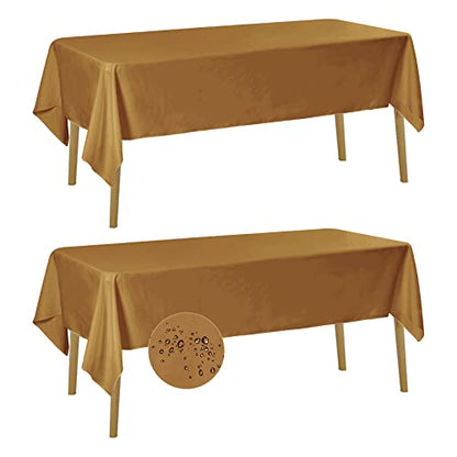 Fokitut 2 Pack Waterproof Rectangle Tablecloth, 60x84 Inch, Stain Resistant and Wrinkle Polyester Table Cloth, Fabric Table Cover for Kitchen Dining, Wedding, Party, Holiday Dinner-Gold - color: Gold, size: 60x84''-2pack