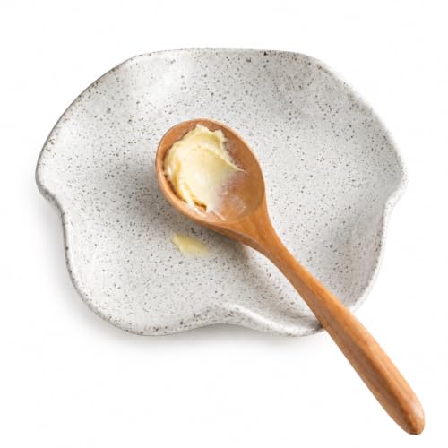 Miamolo Spoon Rest for Kitchen Counter, Ceramic Spoon Holder Heat-Resistant | 5.3" Ceramic, Fits Stove Top, Coffee Bar | for Multiple Utensils, Coffee Spoon, Spatula | Farmhouse DéCor, Housewarming Gift - color: Beige with Spots