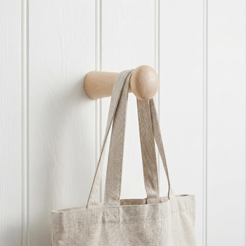 14pcs Khaki Wood Hanging Hooks with Spiral Shape, No Drilling Install and Adaptable Design, for Entryways and Room, Minimal Nordic Style Coat and Hat Hangers