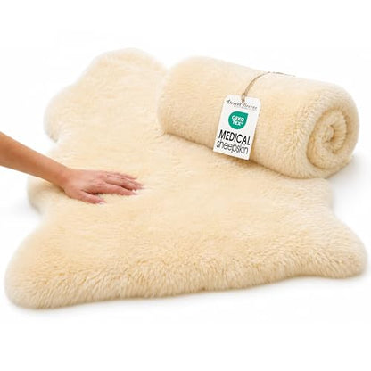 Medical Sheepskin for Bedsores, Oeko-Tex Lambskin Pad 24 x 41 in, Shorn | Dense shorn medical lambskin helps relieve pressure points on bed, wheelchair, or recliner. Oeko-Tex certified.