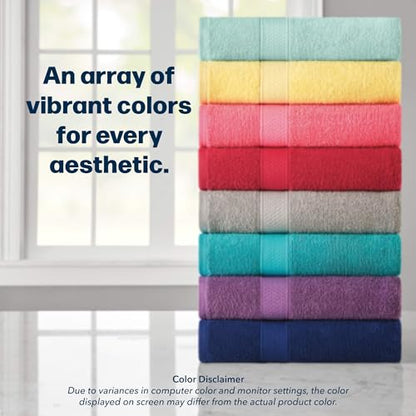 24-Piece Set of Towels, Lightweight 380 GSM Cotton Towels, Quick Drying, Absorbent Hand Towels, Fingertip Towels, Bath Towels, & Washcloths, Teal Blue - color: Teal Blue