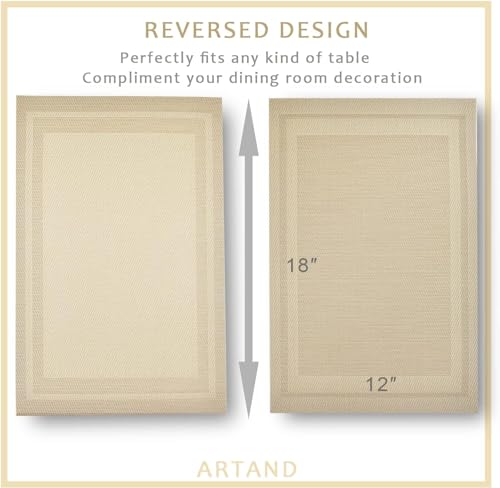 DACHUI Placemats Set of 4, Linen Look Woven, Heat Resistant, Washable Place Mats - color: Beige, size: 4PCS