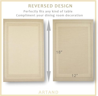DACHUI Placemats Set of 6, Linen Look Woven, Heat Resistant, Washable Place Mats - color: Beige, size: 6PCS