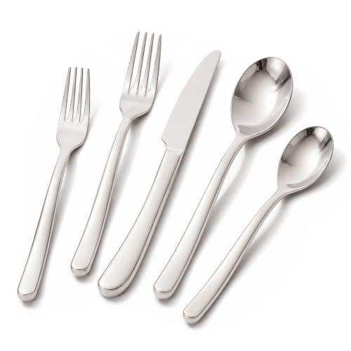 Silverware Set for 2 Flatware Set Stainless Steel 10 Piece Classic Cutlery Mirror Polished Ergonomic Smooth Handle Nice Weight Dishwasher Safe Knives Spoons and Forks Sets for Home Kitchen - color: Silver, size: 10 Piece for 2