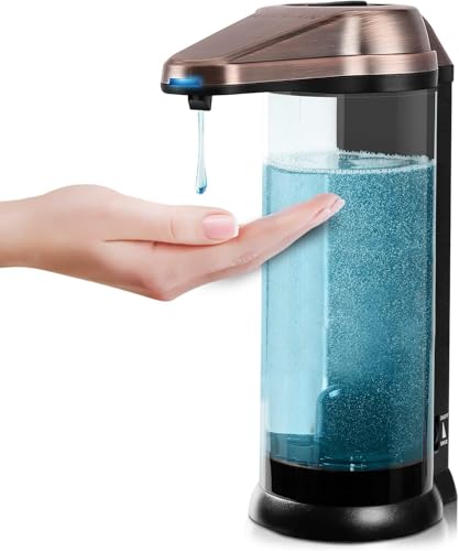 Secura 17oz Automatic Liquid Soap Dispenser, Touchless Battery Operated Hand Soap Dispenser with Adjustable Soap Dispensing Volume Control Dial, Personal Care Dispenser (Antique Copper) - color: Antique Copper, size: 500ml