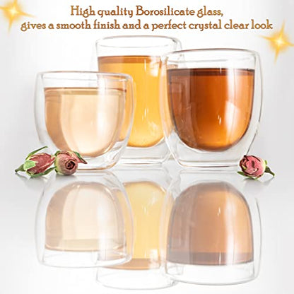 Moss & Stone Set of 3 Double Wall Glass Cup Clear Mug, Double Walled Coffee Mugs, Glass Tea Mugs, Insulated Coffee Mug Egg Shape. - style: 3 Cups