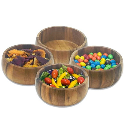 Woodard & Charles Acacia Wood Large Ind. Salad Bowls, 6.5" x 2.5", 24 Pack | Wood Individual Serving Bowls for Salad, Snacks, Fruit, Nuts, Candy, Chips and More. Ideal for Catering, Parties and Events - size: Acacia Wood Individual Bowls-*Pack of 24 Bowls