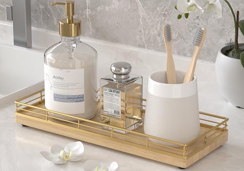 Wooden Decorative Tray, Oak 11.2" L Kitchen Countertop Soap Sponge Holder for Dresser Perfume Tray Jewelry Candle Nightstand Table Centerpieces for Dining Room Decor Natural - color: Natural, size: 11" x 4.3" x 1.5"