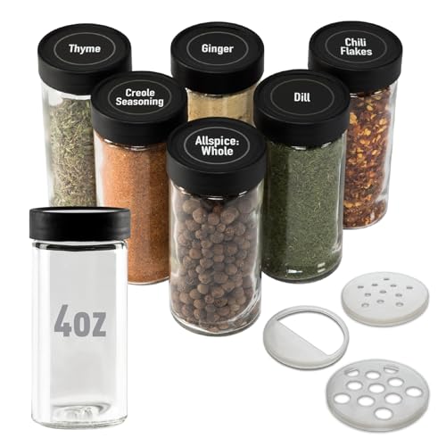 4" Glass Spice Jars 4 fluid ounces- 6 Pack - size: 4oz Jars