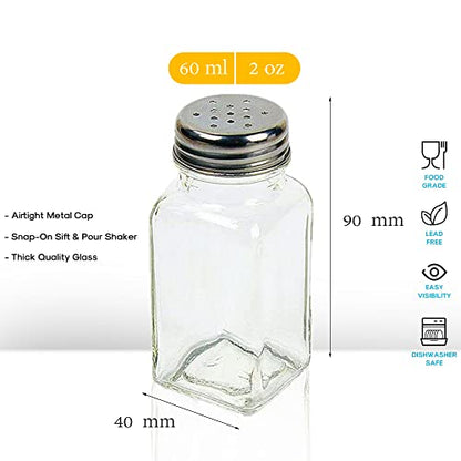 1st Choice Salt and Pepper Shakers with Stainless Tops Set of 2 (Square Shakers) - style: Square Shakers