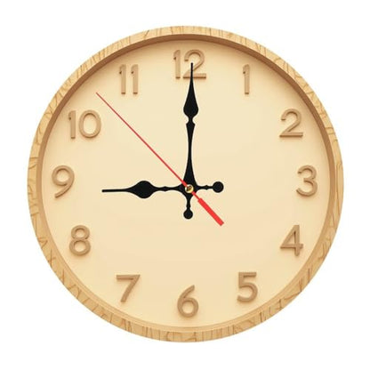 Modern Minimalist Light Oak Wooden Wall Clock with Smooth Beige Face 25x25cm