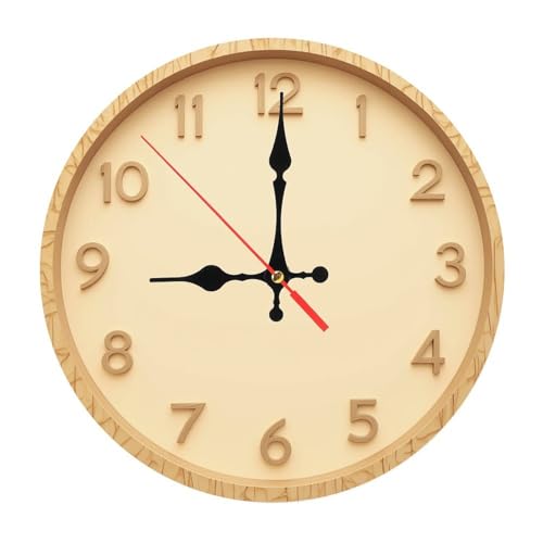 Modern Minimalist Light Oak Wooden Wall Clock with Smooth Beige Face 25x25cm
