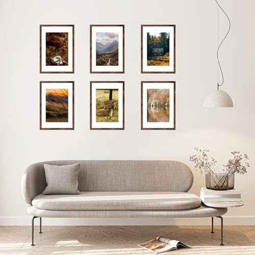 A2 Picture Frame with A3 Mat, Display 11.7x16.5 inch A3 with Mat or 16.5x23.4 inch A2 Without Mat, Wood 16.5 by 23.4 Photo Frame for Wall Hanging, Deep Brown, 3 Pack - size: A2, 16.5x23.4 inch