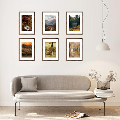A2 Picture Frame with A3 Mat, Display 11.7x16.5 inch A3 with Mat or 16.5x23.4 inch A2 Without Mat, Wood 16.5 by 23.4 Photo Frame for Wall Hanging, Deep Brown, 3 Pack - size: A2, 16.5x23.4 inch