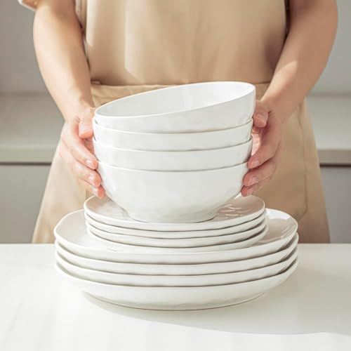 HOMBENE Soup Bowls, 7 Inch Oatmeal Bowls, Kitchen Bowl Set, Microwave and Dishwasher Safe, Scratch Resistant, Set of 2 - color: White, size: 7 IN