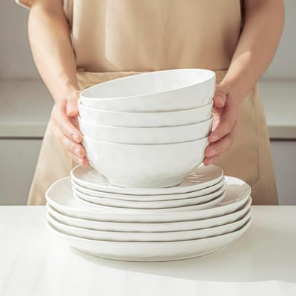 HOMBENE Soup Bowls, 7 Inch Oatmeal Bowls, Kitchen Bowl Set, Microwave and Dishwasher Safe, Scratch Resistant, Set of 2 - color: White, size: 7 IN