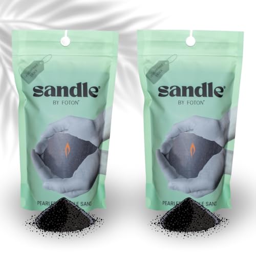 Sandle by Foton Pearled Candle – Multi-Pack (2 x 10oz) – Black Unscented, Non-Toxic, Luxury & Long-Lasting Candle Sand Wax up to 120 Hours – with 15 Wicks Each Pack - size: 10oz (Pack of 2)