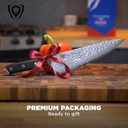 Dalstrong 8" Japanese Chef Knife Gyuto - 66-Layer Damascus AUS-10V | Hand-sharpened 8-12° Edge - Full-tang G-10 Handle - For Meal Prep - Sushi - Home Butchering - Customer Support Included - color: .Elite Black