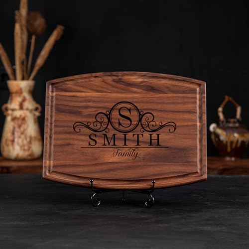 Personalized Cutting Board with Display Stand – Custom Engraved Charcuterie Board, Ideal Gift for Wedding, Housewarming, Bridal Shower, Anniversary, Birthday, Mom & Couples, Valentines Day Gifts - style: Personalized Cutting Board