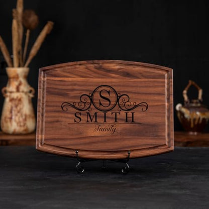 Personalized Cutting Board with Display Stand – Custom Engraved Charcuterie Board, Ideal Gift for Wedding, Housewarming, Bridal Shower, Anniversary, Birthday, Mom & Couples, Valentines Day Gifts - style: Personalized Cutting Board