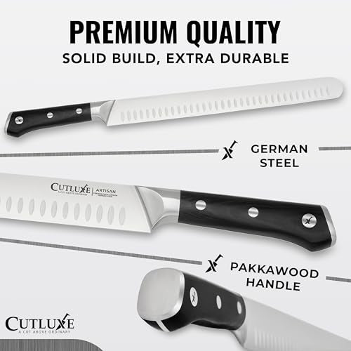 Cutluxe Butcher Knife Set, Brisket, Breaking & Boning Knife for Meat | BBQ Carving & Slicing Blades, Ultra Sharp German Steel, Full Tang Ergonomic Handles – Grilling Gift - size: 3 Pcs Brisket Knife Set