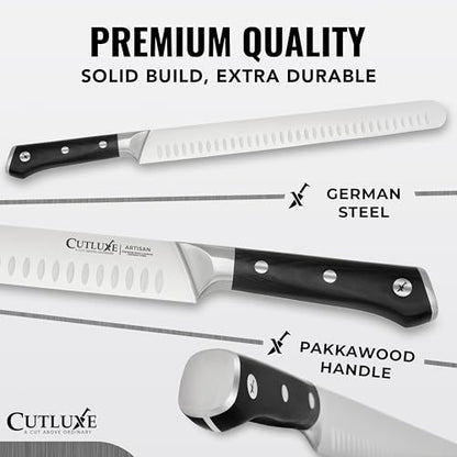 Cutluxe Butcher Knife Set, Brisket, Breaking & Boning Knife for Meat | BBQ Carving & Slicing Blades, Ultra Sharp German Steel, Full Tang Ergonomic Handles – Grilling Gift - size: 3 Pcs Brisket Knife Set