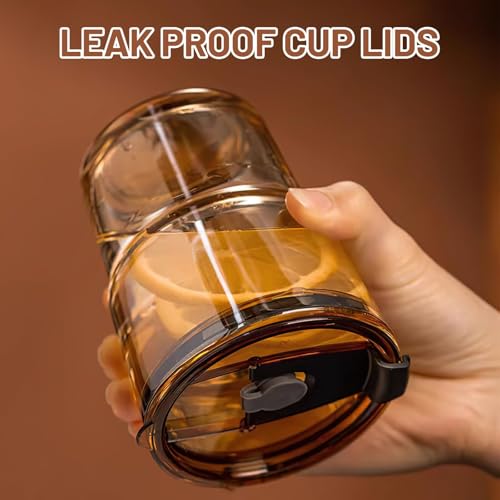Luxfuel 13 oz Glass Cups with Lids and Straws Reusable Iced Coffee Tumbler | Leak-Proof Thick Wall Travel Glass Coffee Cup for Iced Tea, Water, Office, Cup Holder Friendly, BPA Free (Shimmer,1 Pack) - color: Iridescent Shimmer-1 Pack, size: 13 Ounces
