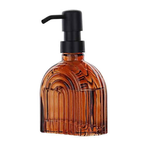Glass Kitchen Soap Dispenser Bathroom, 9 Oz, Refillable Liquid Modern Soap Dispenser for Hand Soap, Lotion Dispensers Bottle - Home, Commercial Countertop Decor. (Brown) - color: Brown