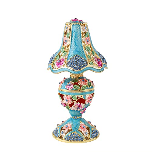 QIFU Vintage Blue Table Lamp Style Enameled Tirnke Box, Unique Gift for Family - color: Blue