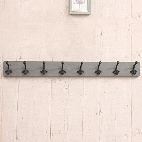 WEBI Rustic Coat Rack Wall Mount,35.43" Long 8 Cast Iron Coat Hooks Wall Mounted,Heavy Duty Wall Coat Hanger Hooks for Hanging Coats,Clothes,Jacket,Gray - color: Gray, size: 35 Inch