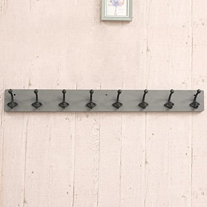 WEBI Rustic Coat Rack Wall Mount,35.43" Long 8 Cast Iron Coat Hooks Wall Mounted,Heavy Duty Wall Coat Hanger Hooks for Hanging Coats,Clothes,Jacket,Gray,2 Packs - color: Gray, size: 35 Inch(2 Packs)