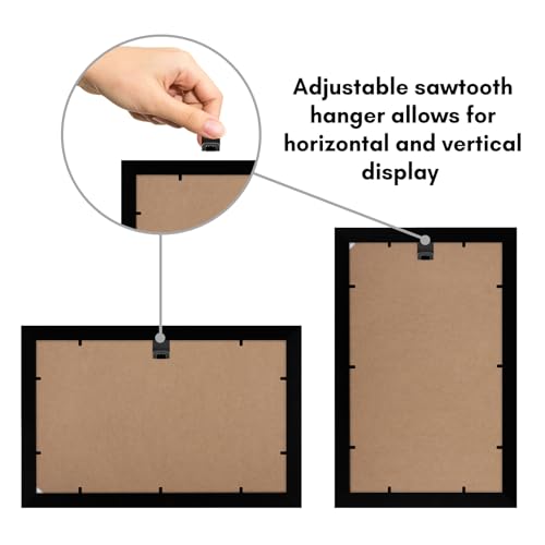 Americanflat 8.5x14 Picture Frame with Shatter-Resistant Glass - Set of 2 - Signature Collection - Gallery-Style Frames Made of Engineered Wood - Picture Frames for Wall Display - Black | Shatter-resistant glass, hangs vertical or horizontal, sawtooth han