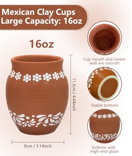 Brown Mexican Style Ceramic Small Vases, 6-Pack Hand-Painted Daisy Decor Pots, 16oz - color: Brown