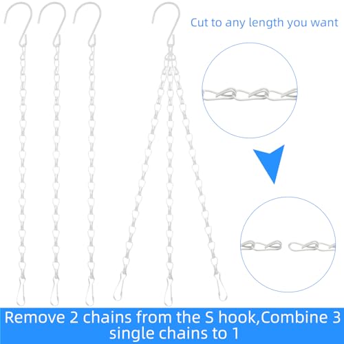 Hotop 8 Pcs Metal Hanging Chains with Ceiling Hooks, Garden Plant Hangers for Hanging Bird Feeders, Billboards, Chalkboards, Basket, Planters, Lanterns, Wind Chimes, Chain Hook DIY(16.38 Inch,White) - color: White, size: 16.38 Inch