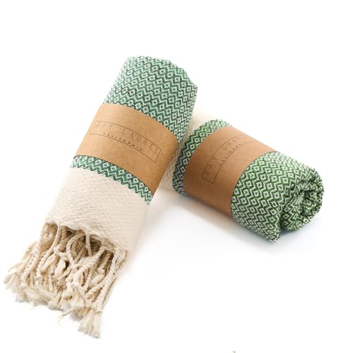 BAY LAUREL Turkish Hand Towel – Pack of 2 | Soft & Absorbent Decorative Towels for Bathroom, Hand, Face, Hair, Gym, Yoga, SPA, Kitchen & Tea | Boho Decor (Army Green, Diamond 15x26 Inches (Set of 2) - color: Army Green, size: Diamond 15x26 Inches (Set of