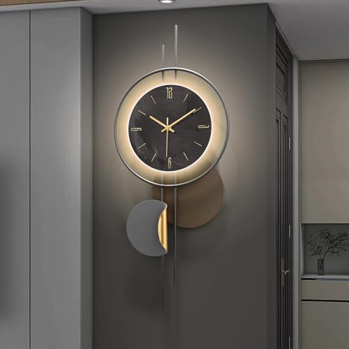 Modern Wall Clock for Living Room,Large Black Decorative Wall Clock,Creative Silent Clock Battery Operated Metal Wall Art for Entryway/Bedroom/Office/Dinning Room/Kitchen Decor - size: 14"W x 32"H