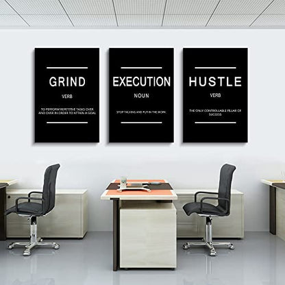 Framed Canvas Wall Art Success Quote, Office Wall Art, Black Large Poster, Positive Motivational Set of 3 Prints, Execute Failure Definition, Inspirational Print (B-3pcs,20x30inchx3pcs) - color: B-3pcs, size: 20x30inchx3pcs