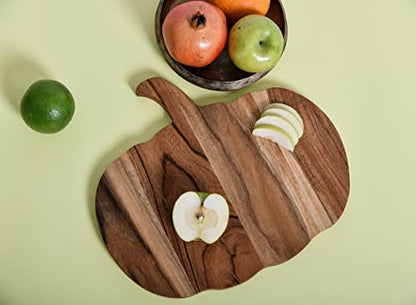 Sophia Art 100% Acacia Wooden Chopping Board, Butcher Block for Vegetables, Cafe and Restaurant, Serving Board,Charcuterie Board Cutting Board, Brown (Pumpkin Board, 12"L x 13"W) - color: Pumpkin Board, 12"L x 13"W