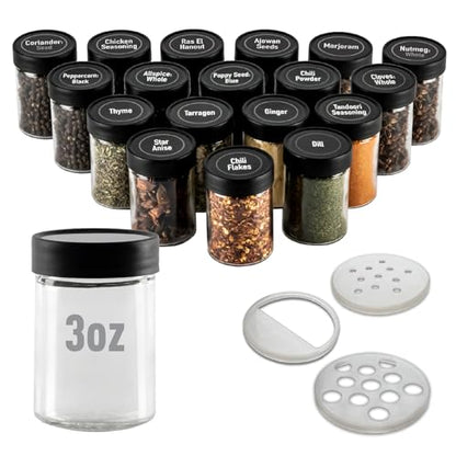 3” Glass Spice Jars 3 fluid ounces- 18 pack - size: 3oz Jars